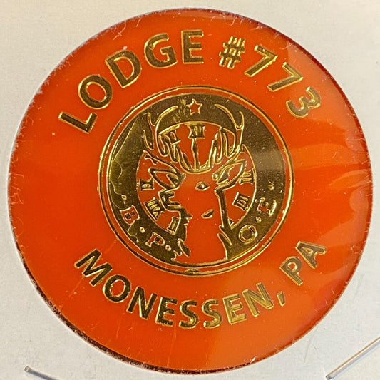 Monessen, PA BPOE Lodge 773 c1980's Plastic Token Drinks "G/F One Large Draft"