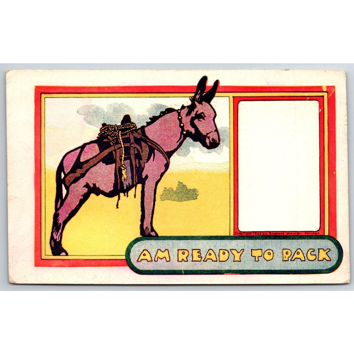 Funny Comic Cartoon Postcard Donkey "Am Ready to Pack" NP c1906