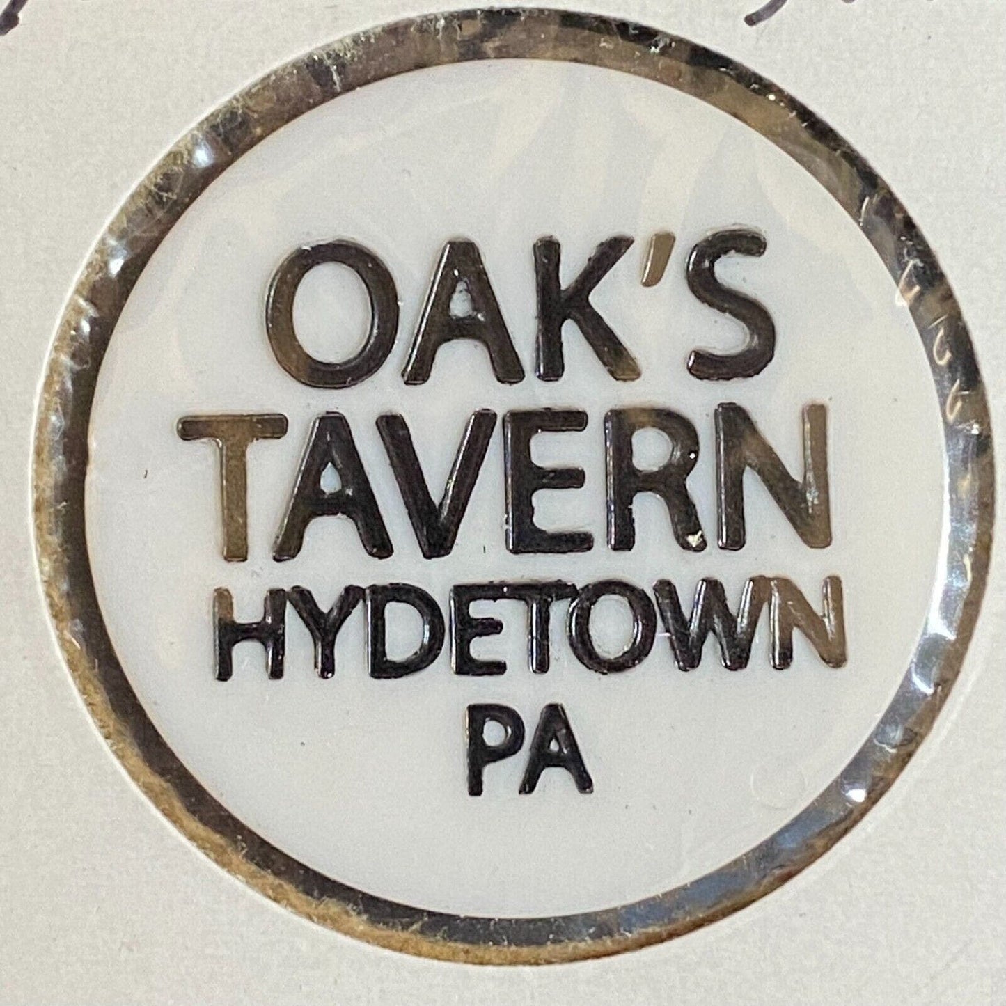 Hydetown, PA Oak's Tavern c1980's Plastic "Draft" Drink Token