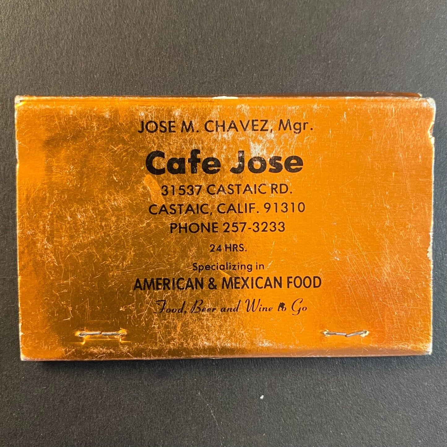 Cafe Jose Jr. Restaurant Near Full (-1) 40-Strk. Matchbook Foil c1965-73 Scarce