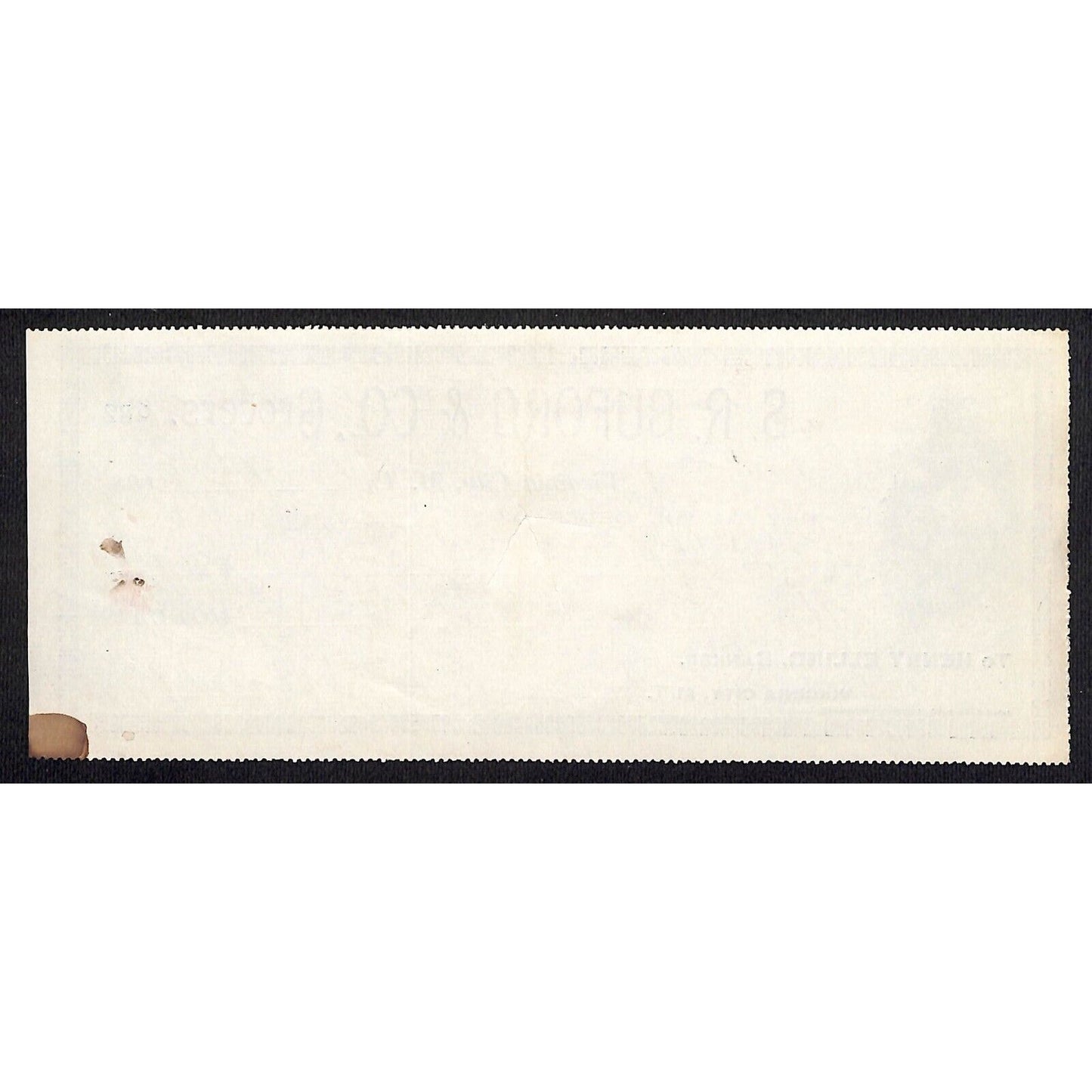 1889 Henry Elling Virginia City Montana Territory S.R. Buford Grocers Check #677