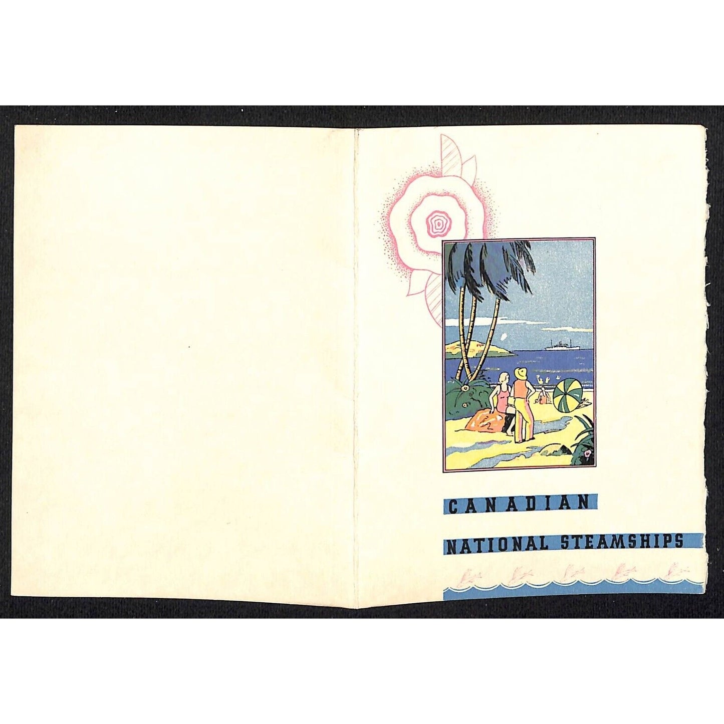 Canadian National Steamships 1937 Small Christmas NYE Card from Staff & Captain