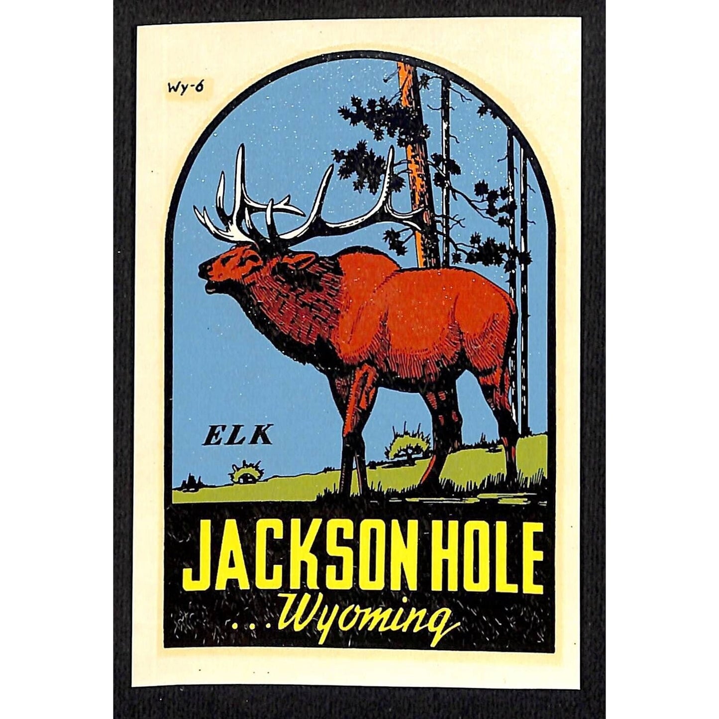 Jackson Hole Wyoming Elk Water Transfer Decal Travel Souvenir c1950's