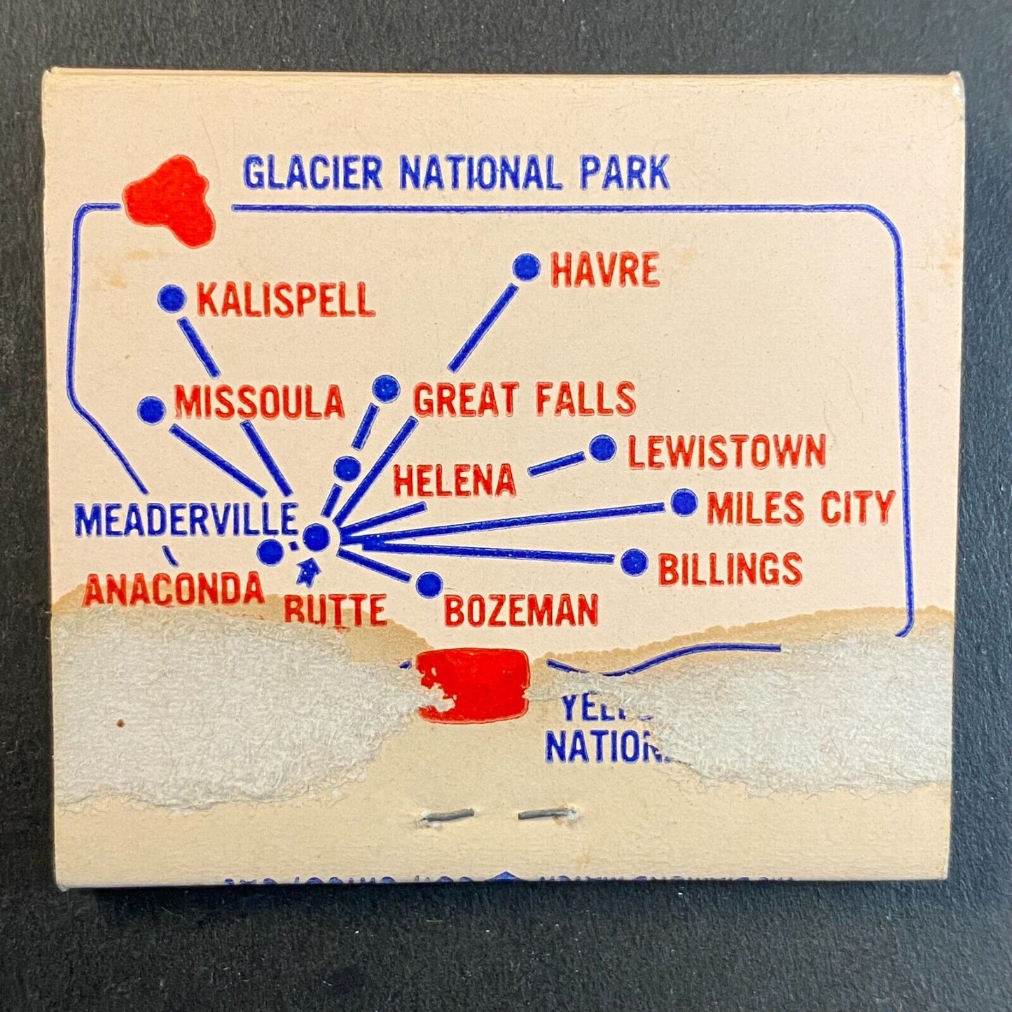 Rocky Mountain Cafe Butte, MT Full Matchbook c1960 w/ Map Scarce
