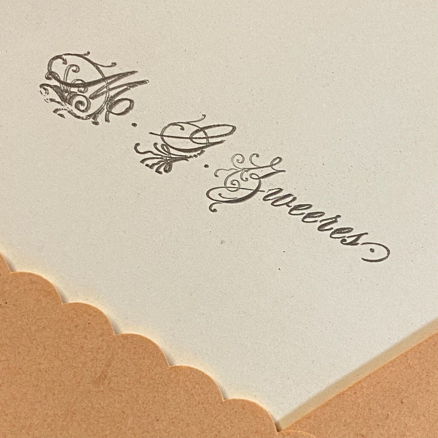 Victorian Die Cut Envelope Name Card Greeting "Ever Faithful" w/ Horseshoe