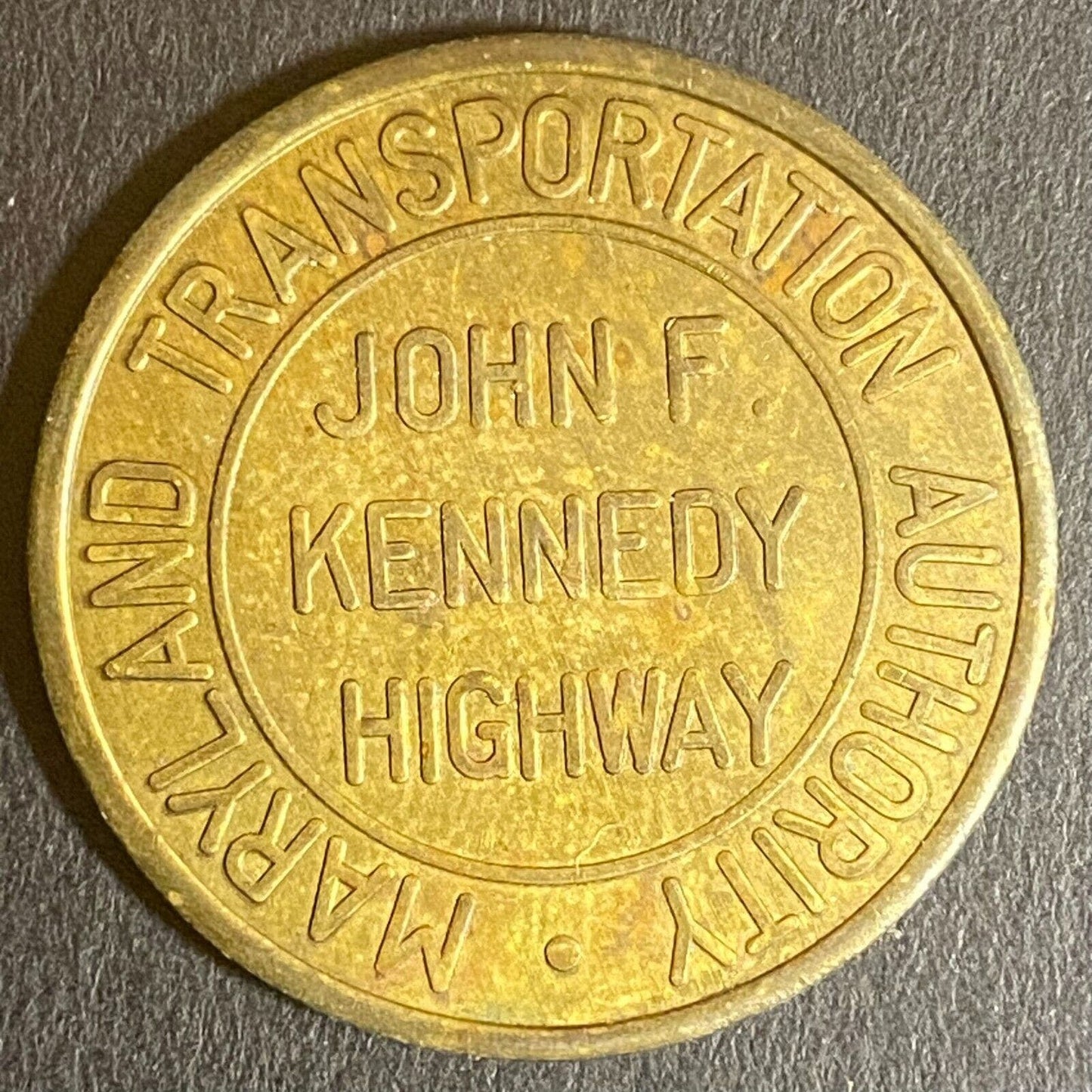 John F. Kennedy Highway "Official Duty" Brass Transit Token 28mm