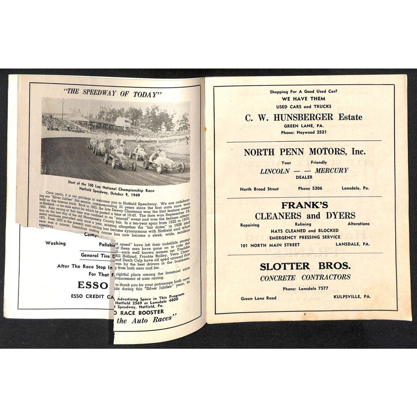 Hatfield Speedway 1950 ARDC Auto Racing Program Art Cross Cover 42pp* Scarce
