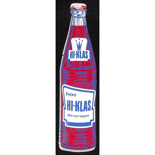 Hi-Klas Beverages Vinyl Sticker c1950's-60's 2 1/4" x 9" VGC Scarce