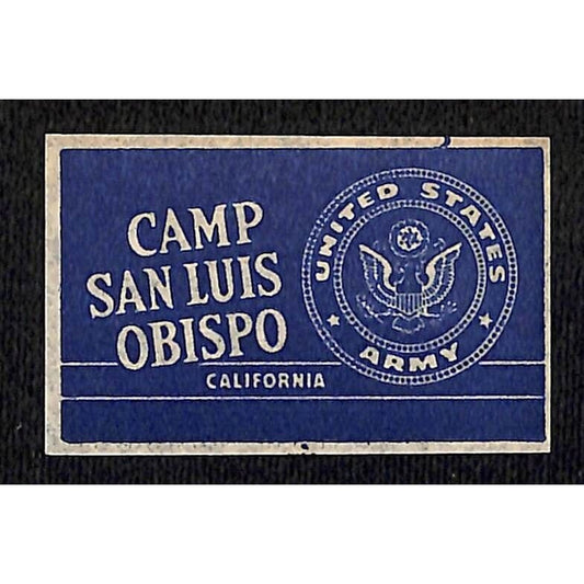 Camp San Luis Obispo California WWII Matchbox Label Cut* VGC U.S. Seal