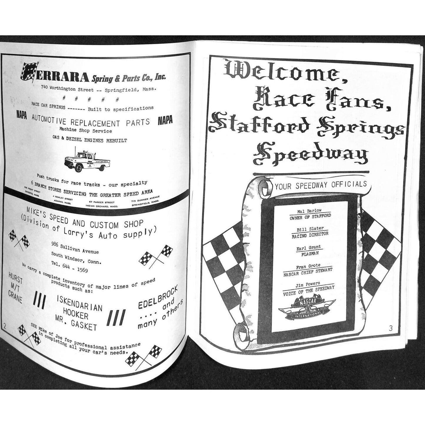 Stafford Springs Speedway Auto Races 1970 NASCAR Program 12pp* Scarce