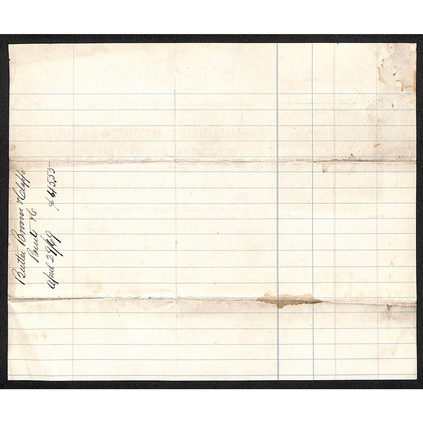 Butler, Broome & Clapp Duane St. NYC 1869 J.J. Cover, Johnsville, OH* Billhead