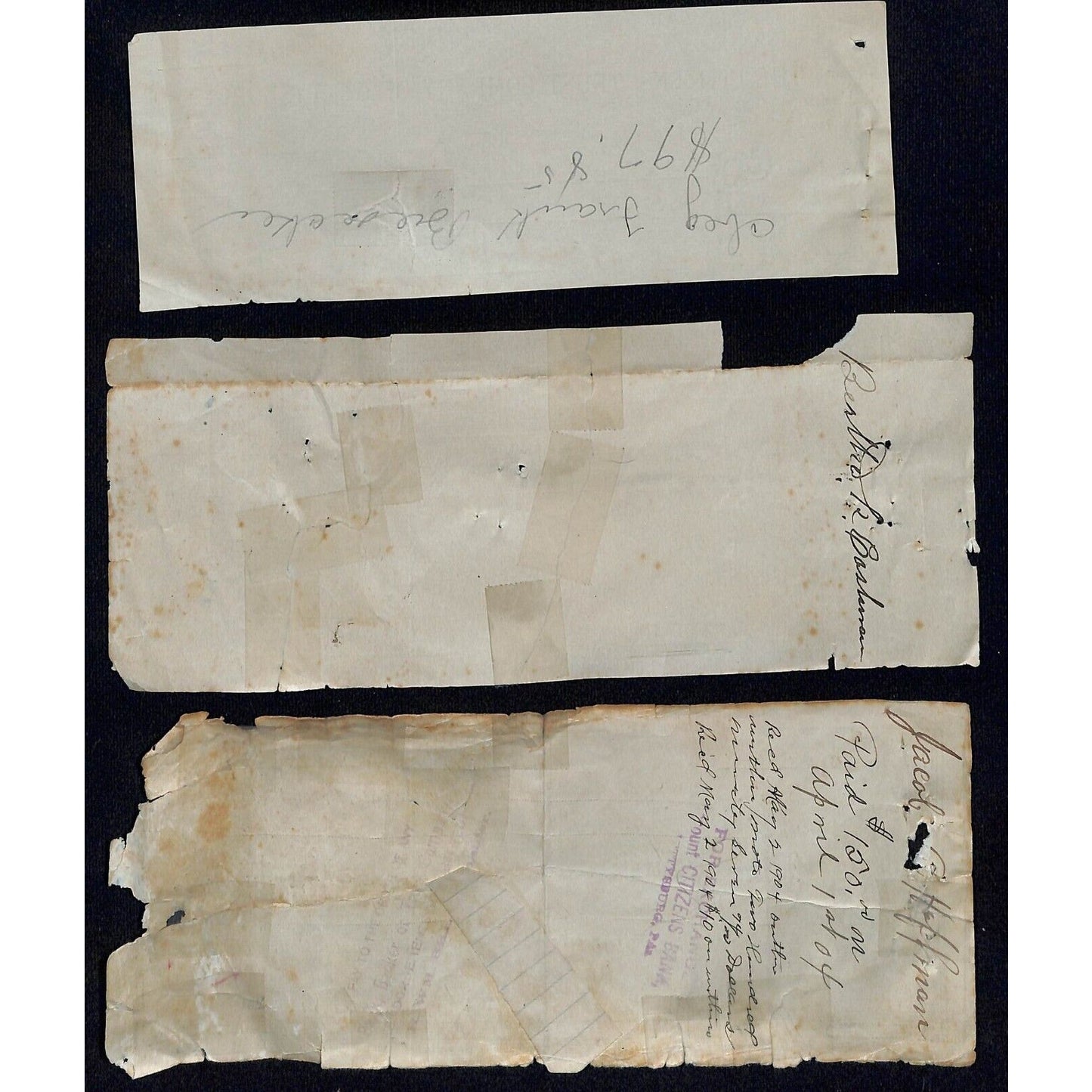 Group of 3 Gettysburg, PA Bank Checks 1903 1905 1900