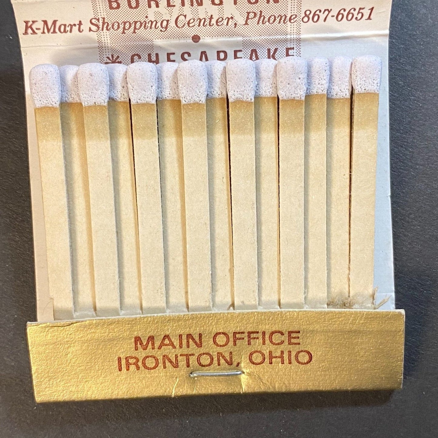 1st National Ironton, OH Near Full (-1) Matchbook c1974-80's VGC Embossed*