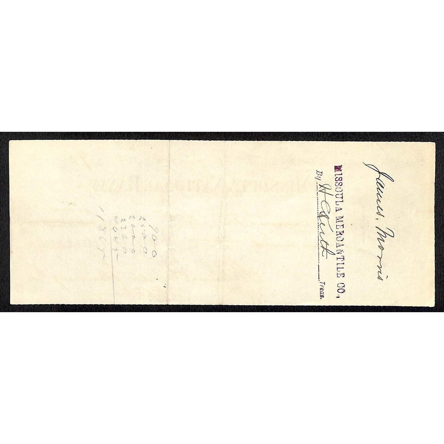 1888 Missoula National Bank Montana Territory Check Helena & Victor Mining #581