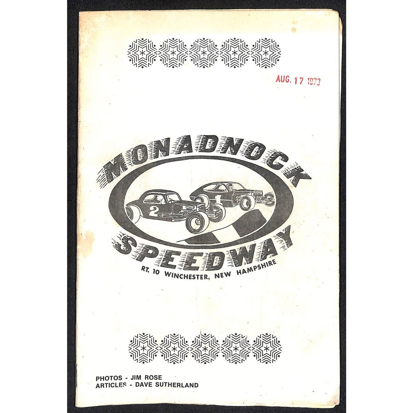 Monadnock Speedway Auto Racing Program Winchester, NH 8/17 1973 14pp* Scarce