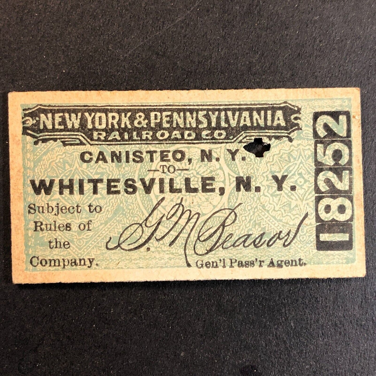 New York & Pennsylvania Railroad July 16 1917 Whitesville, NY Ticket #18252