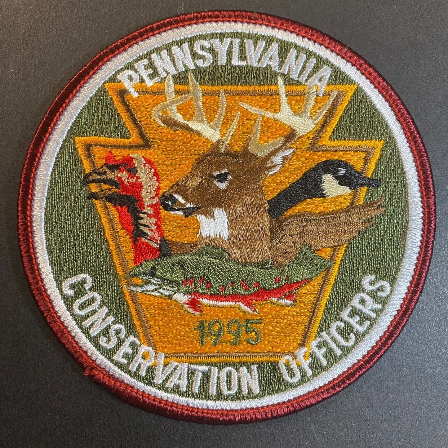 PA Conservation Officers 1995 Turkey Deer Wildlife Embroidered Patch NOS VGC
