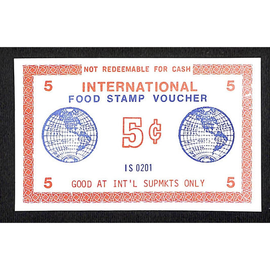 International Supermarkets NYC "Food Stamp Voucher" 5c Coupon c1972-75 VGC