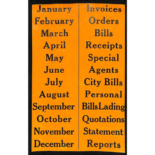 c1910 Business File Folder Monthly Subject Uncut Divider Label Sheet 5" x 7 3/4"
