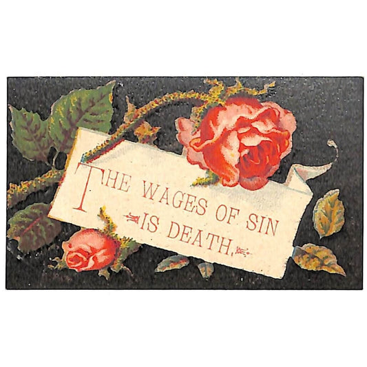 "The Wages of Sin is Death" Victorian Religious Card (D.C. Cook Chicago) VGC