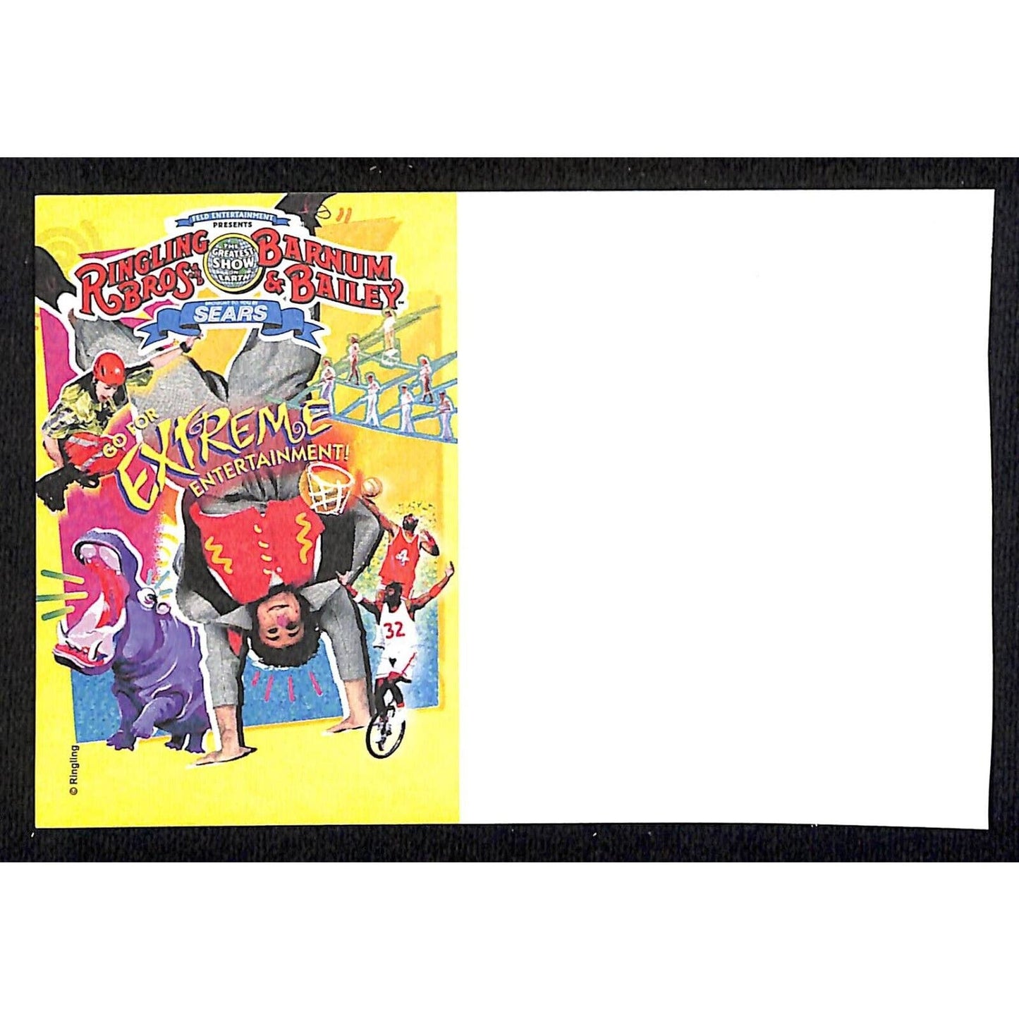 Ringling Bros. / Sears "Extreme Entertainment" Sticker w/ Blank Field c1995 VGC