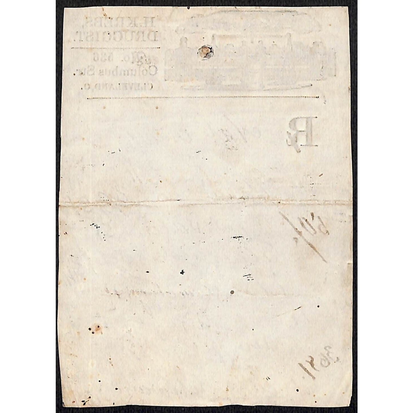 H. Krebs, Druggist Columbus St. Cleveland c1870's* Prescription #3681