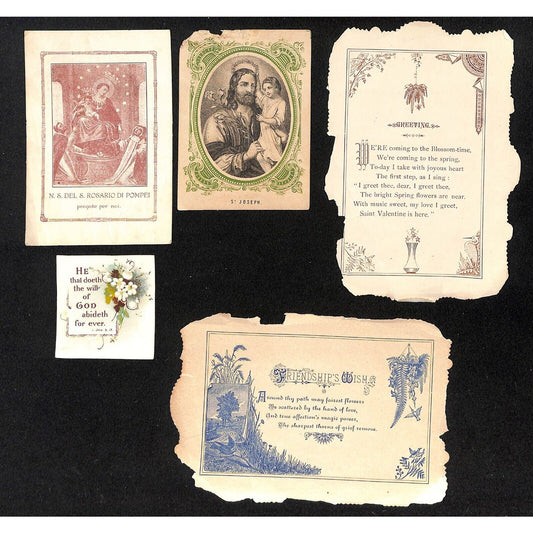 Group of 5 c1900 - 1920's Christian / Religious / Friendship / Greeting Ephemera