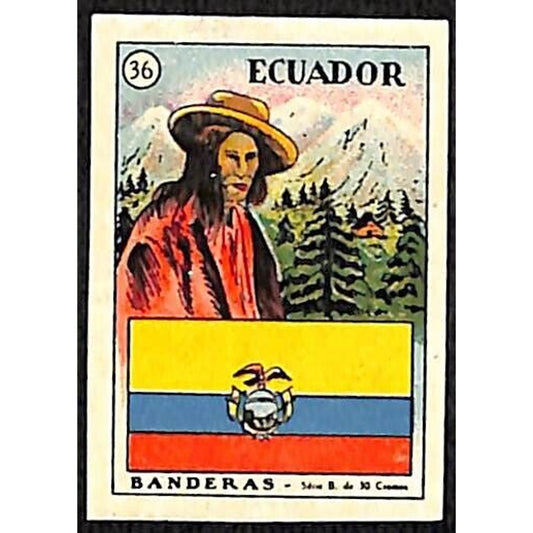 Ecuador Country Banderas / Flag Matchbox Label Series Vintage #36