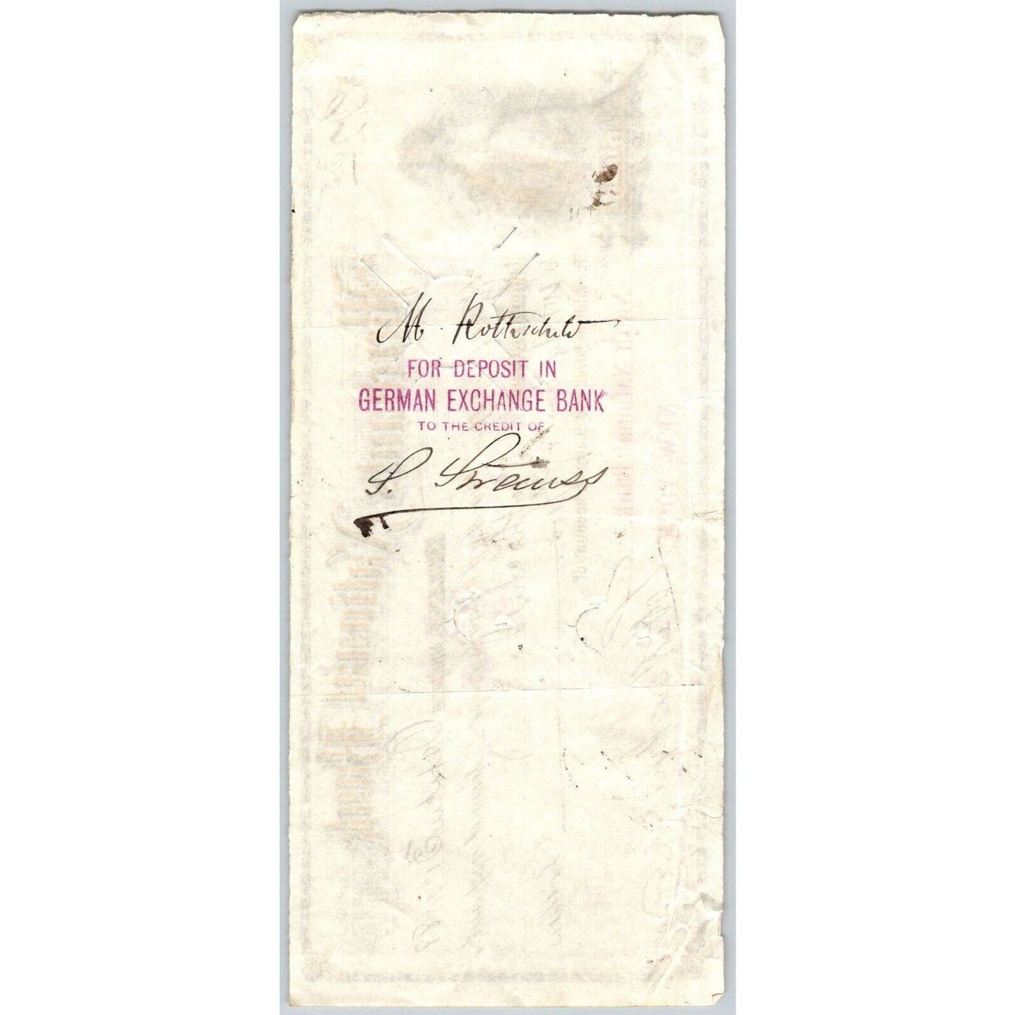 Merchants National Bank, Helena 1888 First of Exchange Bank Check M. Rothschild