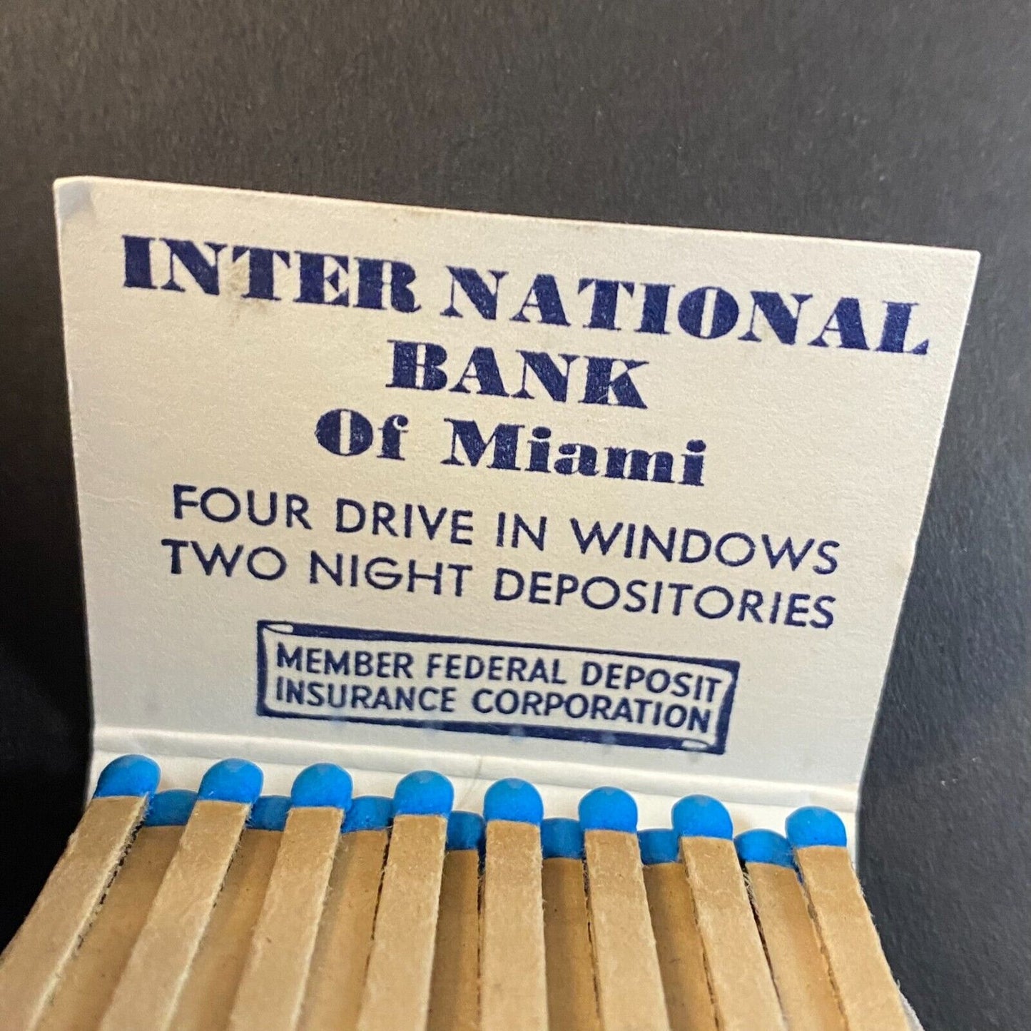 International Bank of Miami Full Matchbook c1960's-73 VGC Scarce
