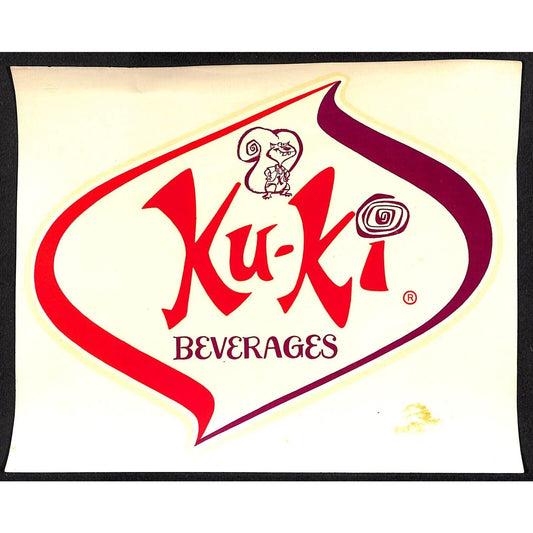 Ku-Ki Beverages Art-Cal Large Water Transfer Decal c1960's-70's 7" x 8.5" Scarce