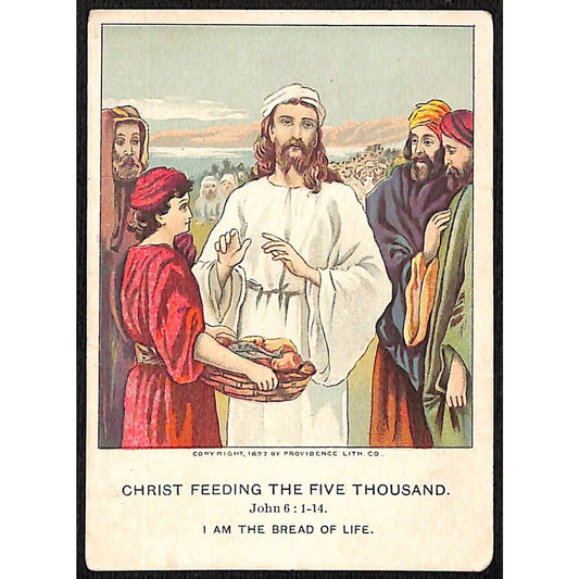1899 "Christ Feeding the Five Thousand" Breean Lesson Picture Litho Holy Card