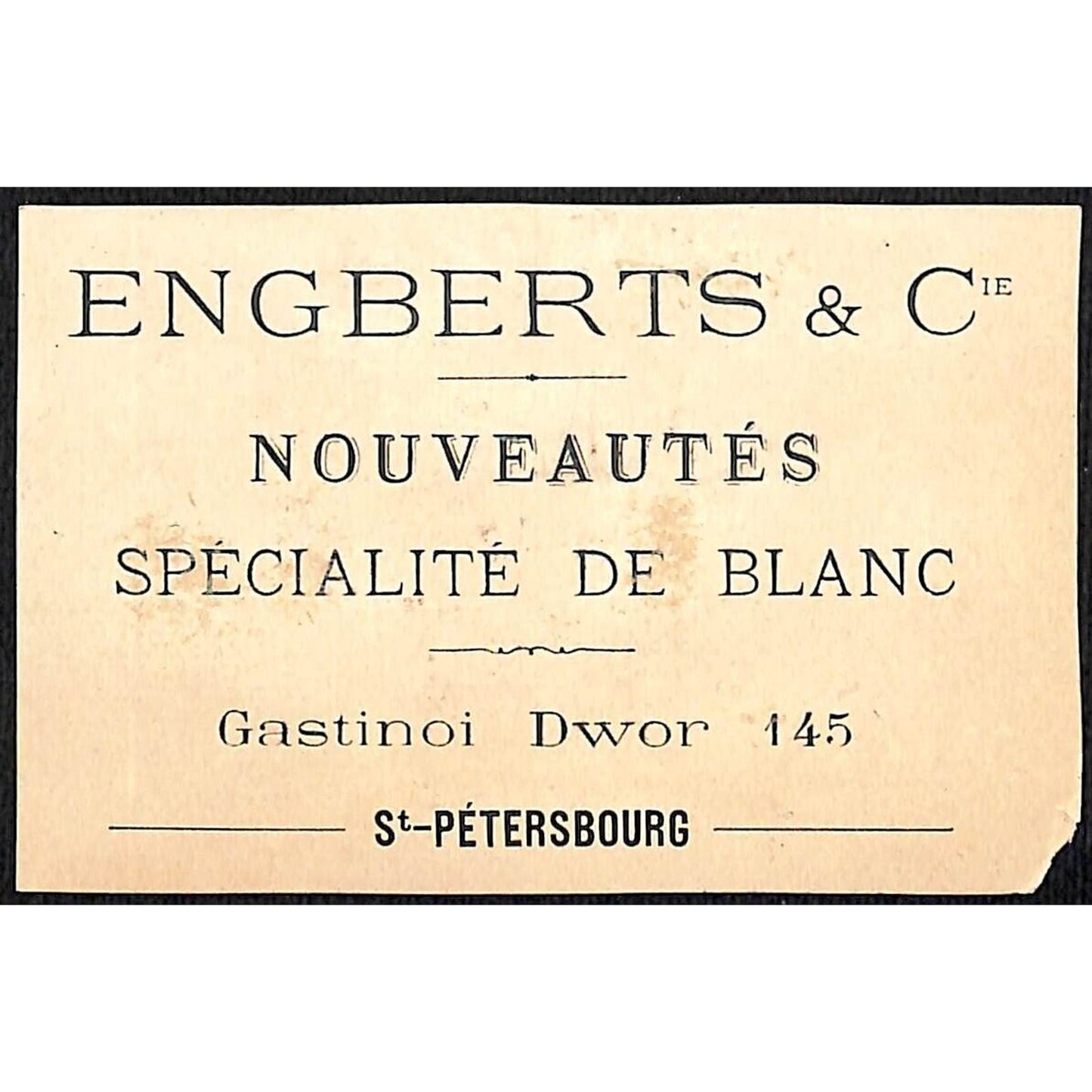 Engberts & Co. "White Specialty" French Victorian Trade Card Horseplay