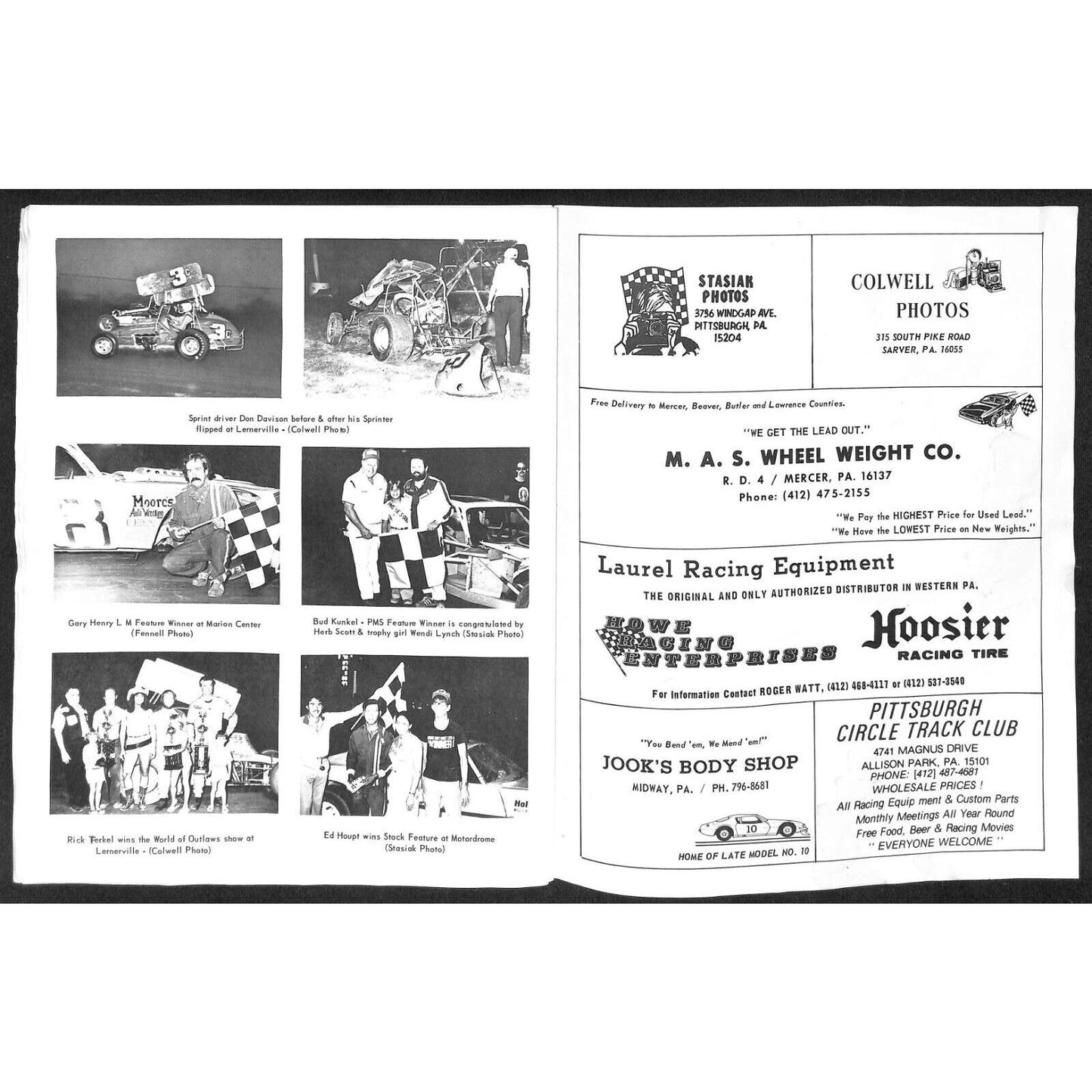 c1970's Lernerville / Motordrome / Pa. Motor etc.. Auto Racing Program 12pp*