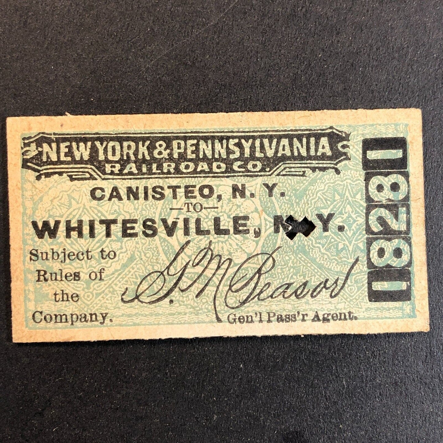 New York & Pennsylvania Railroad July 26 1917 Whitesville, NY Ticket #18281