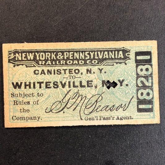 New York & Pennsylvania Railroad July 26 1917 Whitesville, NY Ticket #18281
