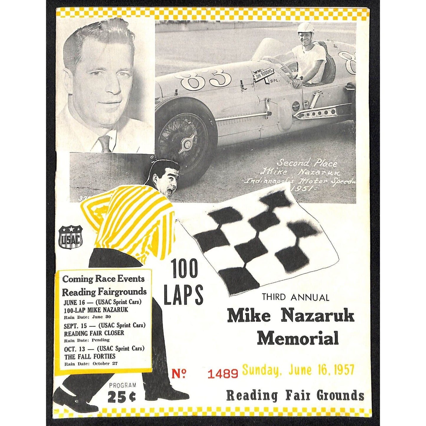 Reading Fairgrounds 1957 Mike Nazaruk Memorial Auto Race Program 12pp* Scarce