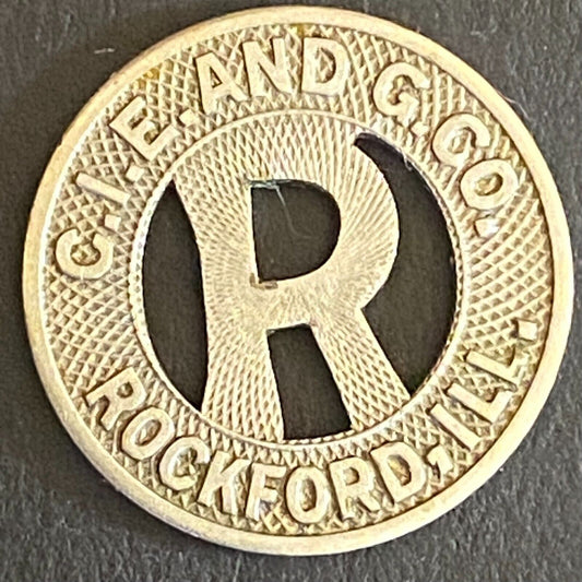 C.I.E. and G. Co. Rockford, IL G/F One City Fare Token 16mm - VGC