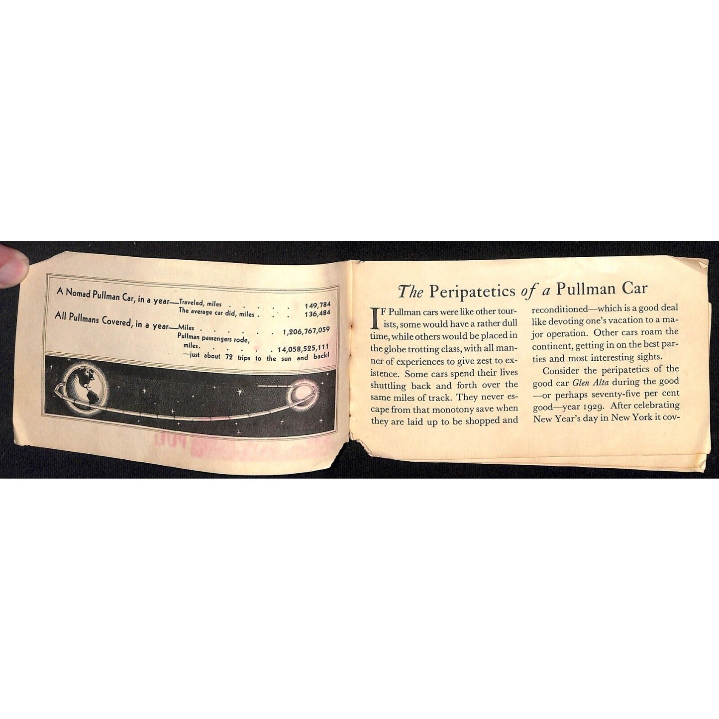 "The Peripatetics of a Pullman Car" 1929 / 1930 Facts Booklet 8pp Scarce
