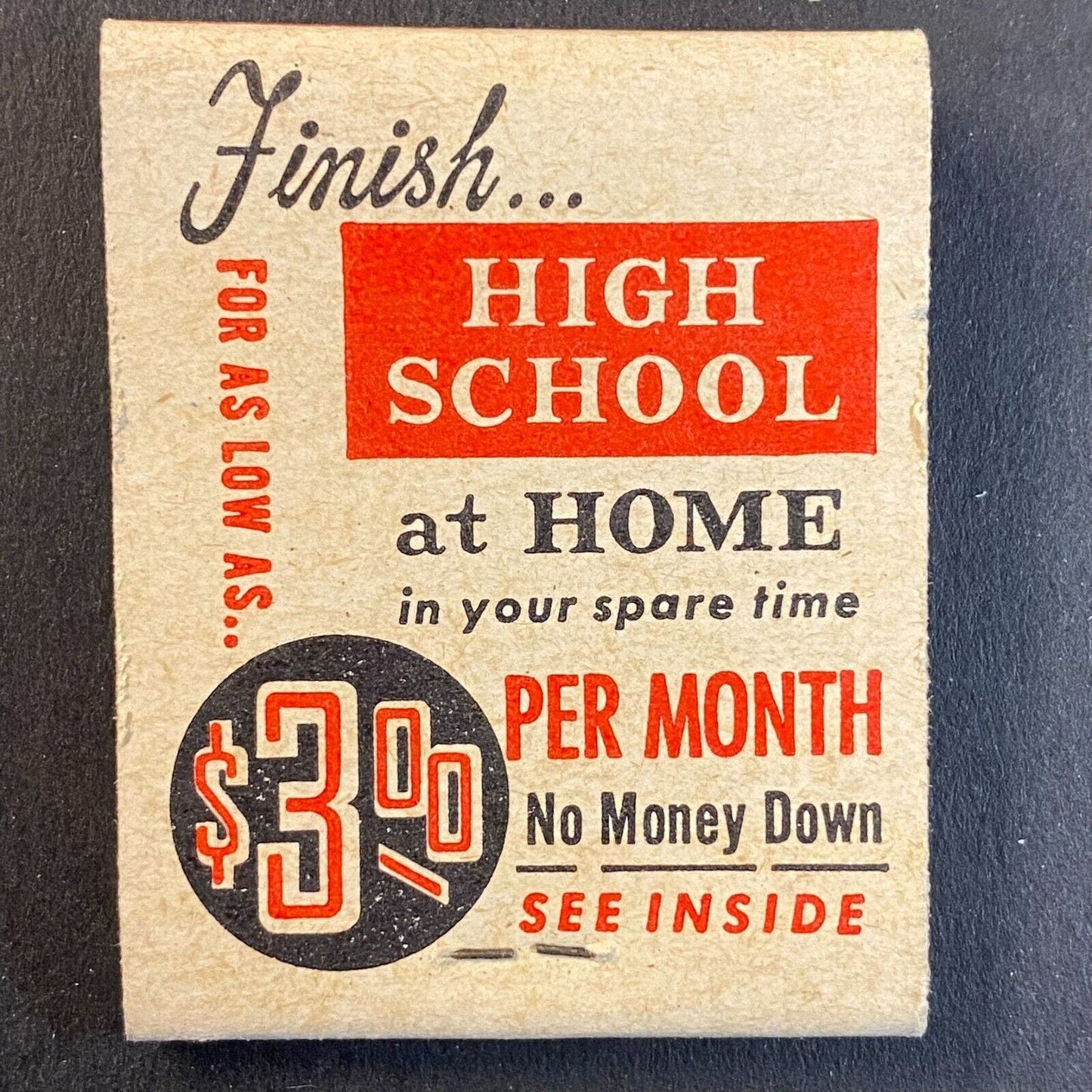 Chicago High School for Home Study Mail Order Course c1955-65 Full Matchbook