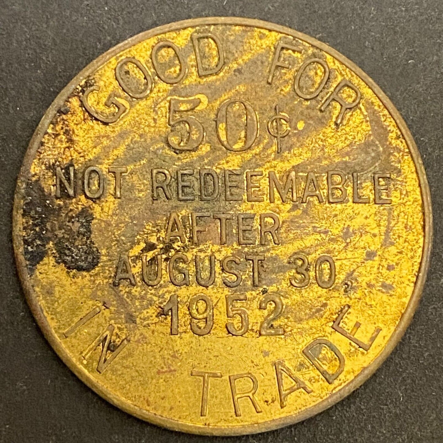 Newark, Ohio Sesquicentennial 1802 - 1952 G/F 50¢ Brass Trade Token 32mm (#15)