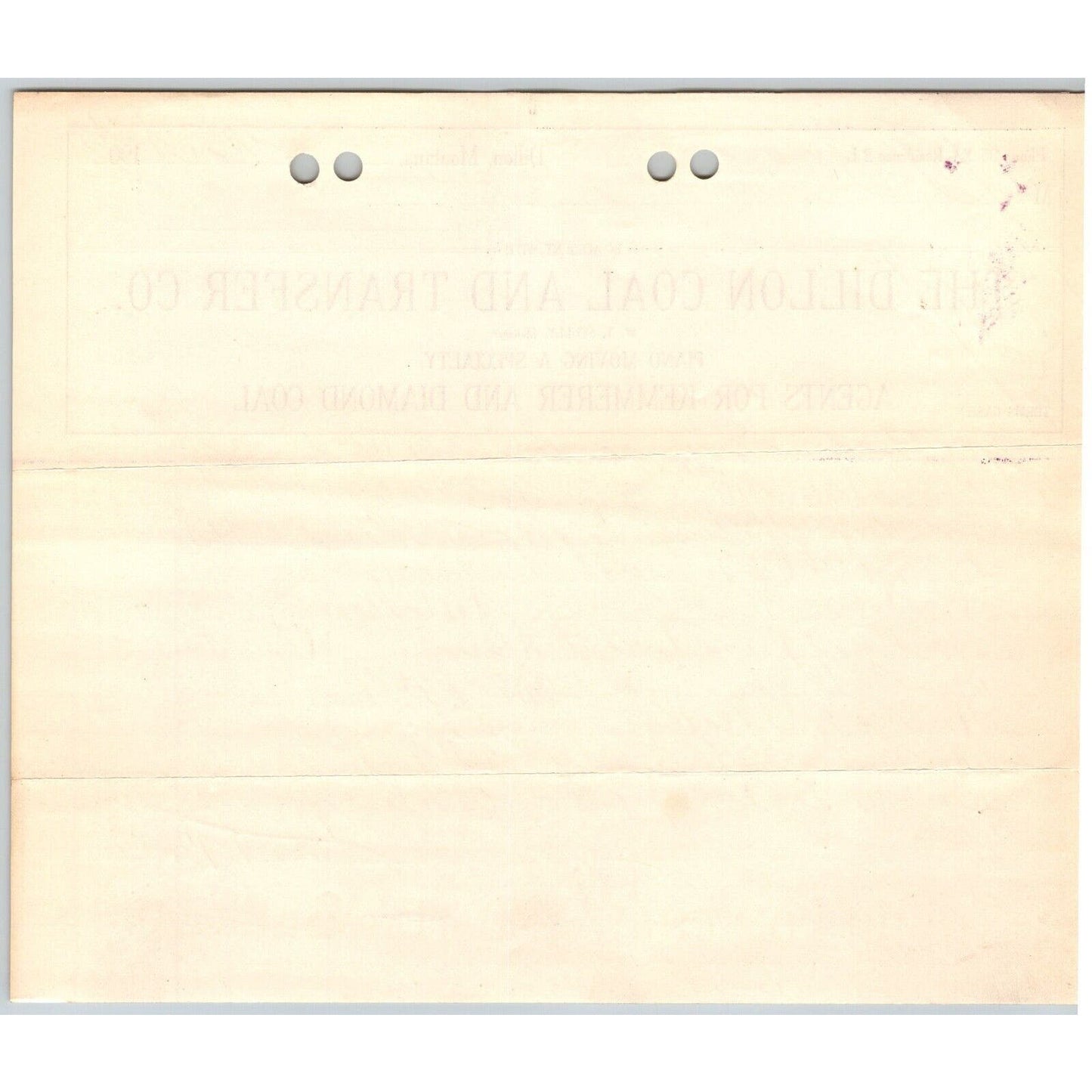 Dillon, MT Dillon Coal & Transfer Co Ice Wood Mar 1908 Billhead G.T. Paul*