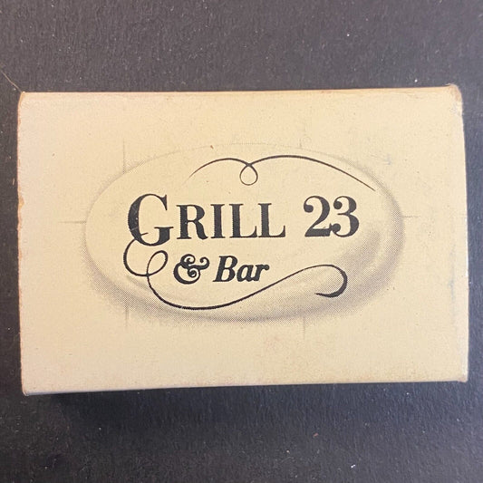 Grill 23 & Bar Restaurant Boston Vintage Matchbox Scarce