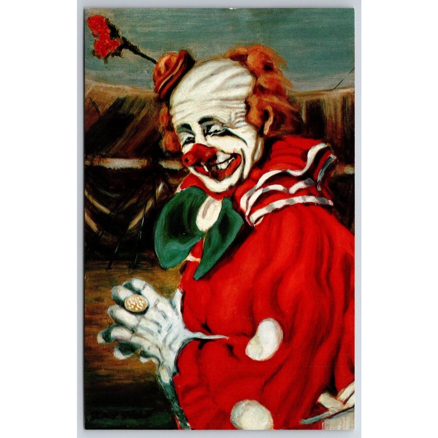 "Felix in Red" Felix Adler Circus Painting Ray Wolf Postcard VGC NP c1952