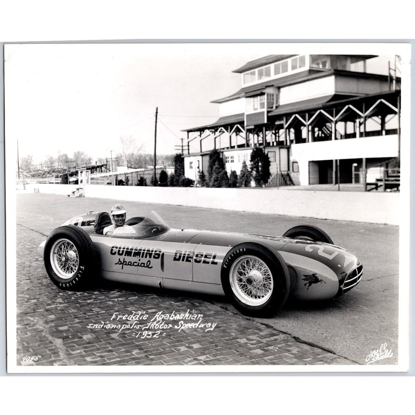 Freddie Agabashian IMS 1952 Auto Racing 8"x10" Photo VGC Stamped O'Dell-Shields