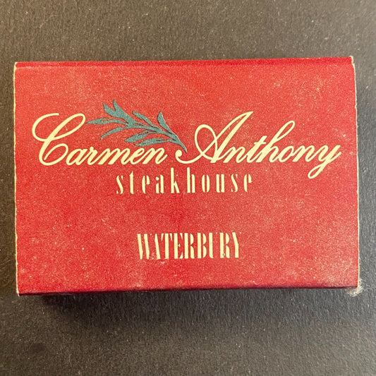 Carmen Anthony Steakhouse Waterbury Restaurant Vintage Matchbox Scarce