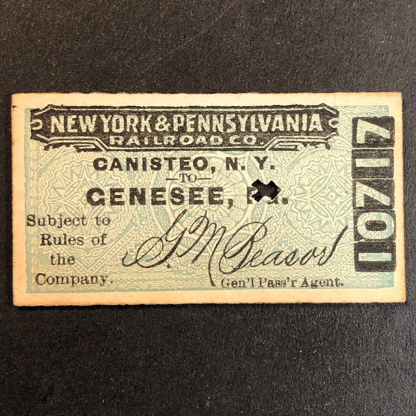 New York & Pennsylvania Railroad July 3 1917 Genesee, PA Ticket #10717