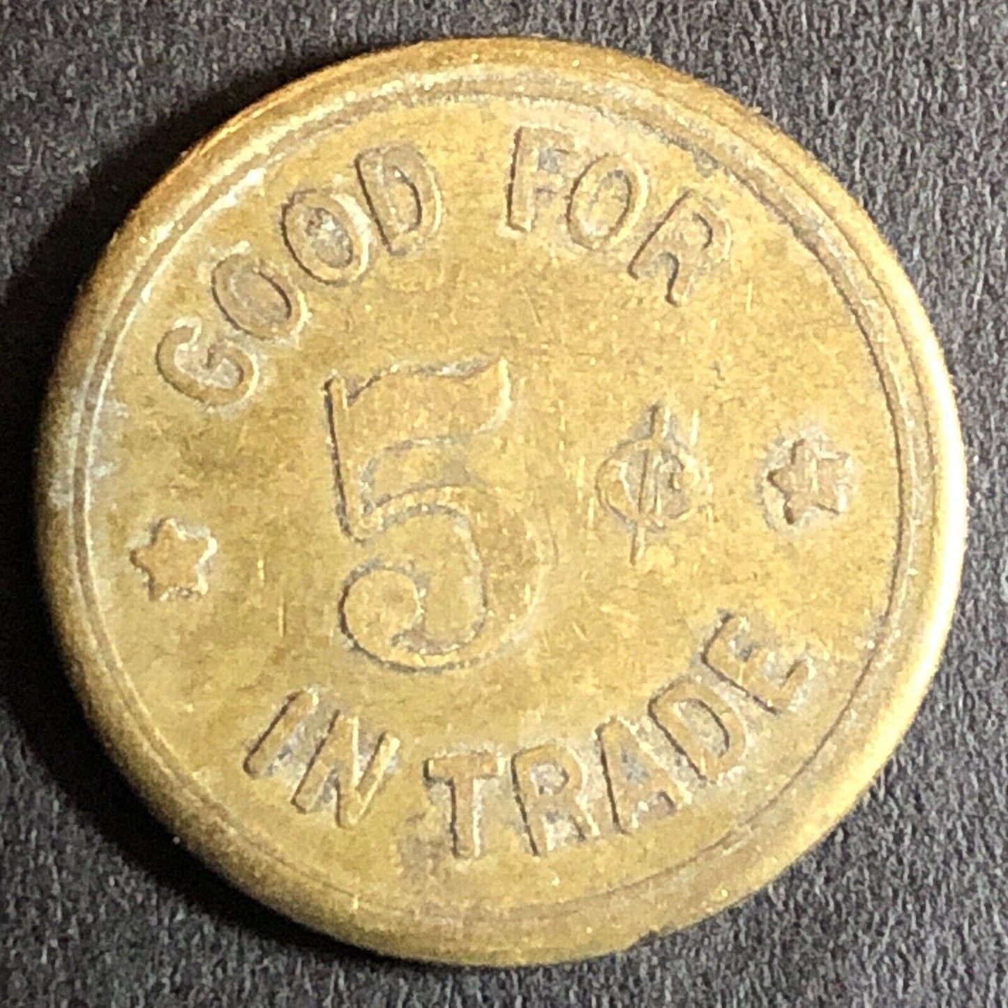 C.S.D. Charles Dunlap Cigars Woodland CA Brass G/F 5c c1920's Trade Token 21mm