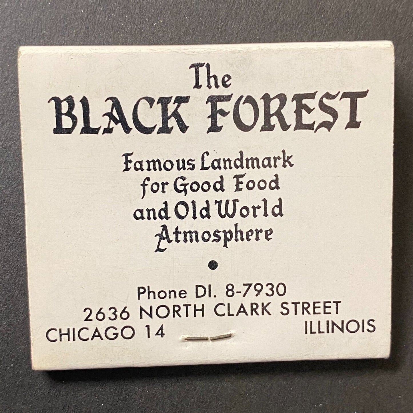 "The Black Forest" Restaurant North Clark St. Chicago Full Matchbook c1960's-74