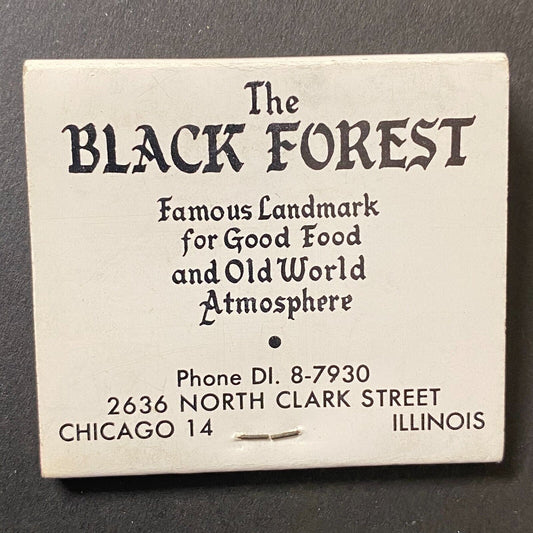 "The Black Forest" Restaurant North Clark St. Chicago Full Matchbook c1960's-74